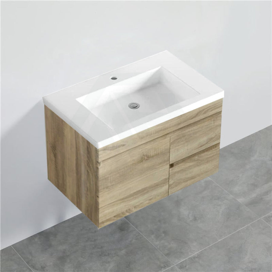 600/750Mm Narrow Berge Wall Hung Bathroom Vanity White Oak Wood Grain Pvc Filmed Cabinet Only &