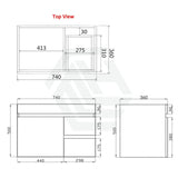 600-750Mm Berge Narrow Wall Hung Bathroom Vanity Left / Right Side Drawers White Oak Wood Grain Pvc