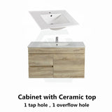 600-750Mm Berge Narrow Wall Hung Bathroom Vanity Left / Right Side Drawers White Oak Wood Grain Pvc