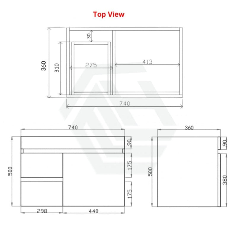 600-750Mm Berge Narrow Wall Hung Bathroom Vanity Left / Right Side Drawers White Oak Wood Grain Pvc