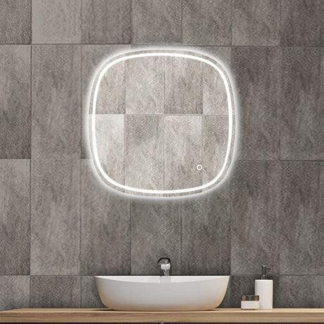 Led Mirror Rounded Edge White Framed