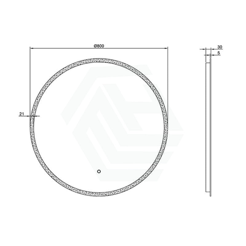 600/800mm Hamilton Led Mirror Black Framed Round Front Light