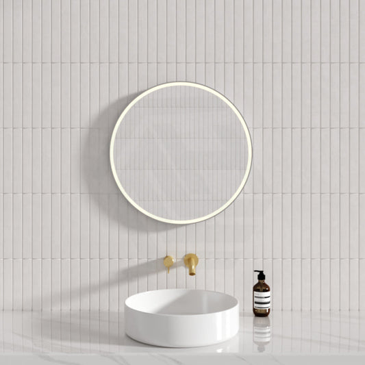600/800Mm Round Brushed Nickel Framed Led Mirror With Easy Hooks And Dimmer Mirrors