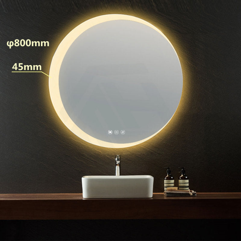 600/800Mm Round Led Mirror Motion Sensor Auto On Crescent Rim 800Mm Led Mirrors