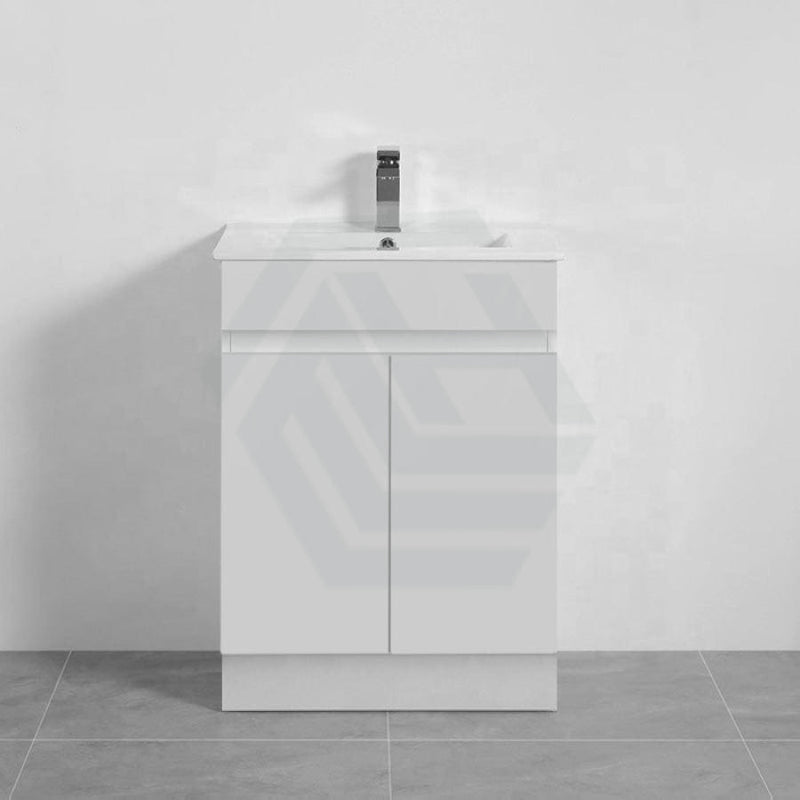 600-900Mm Narrow Premium Bathroom Freestanding Kickboard Vanity White Pvc Polyurethane Cabinet Only