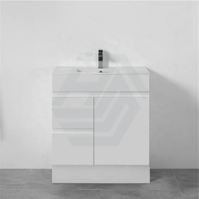 600-900Mm Narrow Premium Bathroom Freestanding Kickboard Vanity White Pvc Polyurethane Cabinet Only