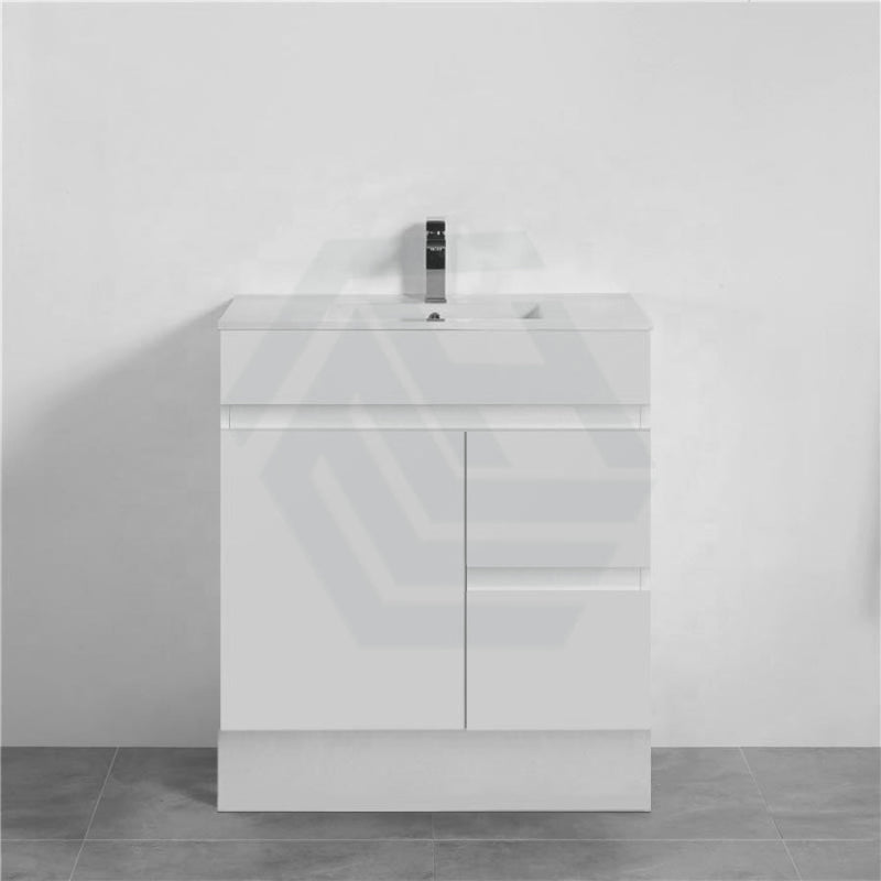 600-900Mm Narrow Premium Bathroom Freestanding Kickboard Vanity White Pvc Polyurethane Cabinet Only