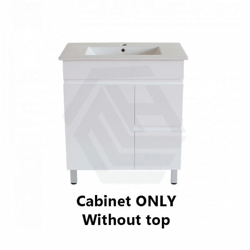 600-900Mm Narrow Premium Bathroom Freestanding Vanity White Pvc Polyurethane Cabinet Only & Ceramic