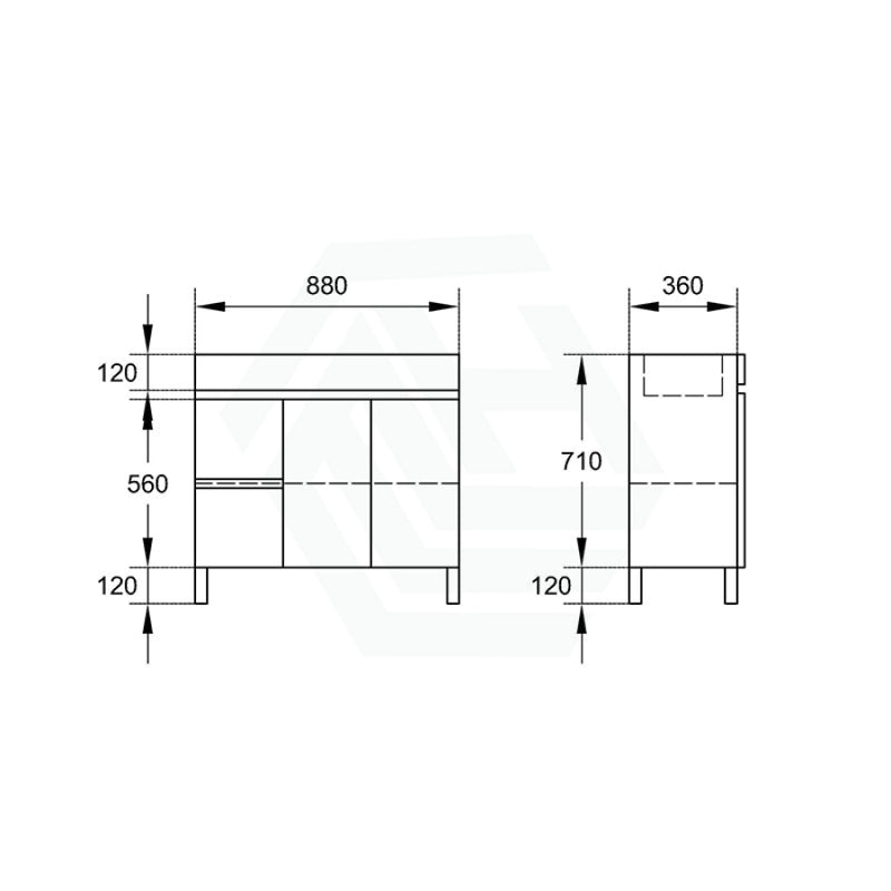 900Mm Narrow Premium Bathroom Vanity Freestanding Left/right Drawers White Pvc Polyurethane Cabinet