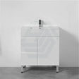 600-900Mm Narrow Premium Bathroom Freestanding Vanity White Pvc Polyurethane Cabinet Only & Ceramic