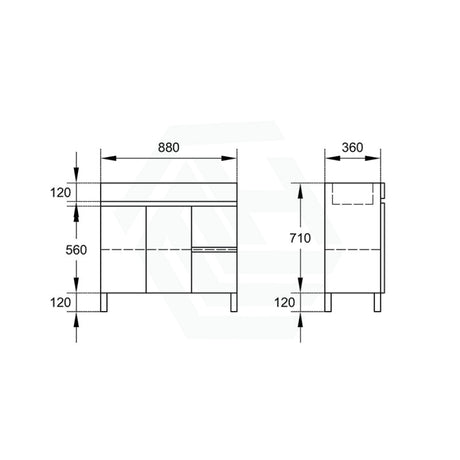 900Mm Narrow Premium Bathroom Vanity Freestanding Left/right Drawers White Pvc Polyurethane Cabinet