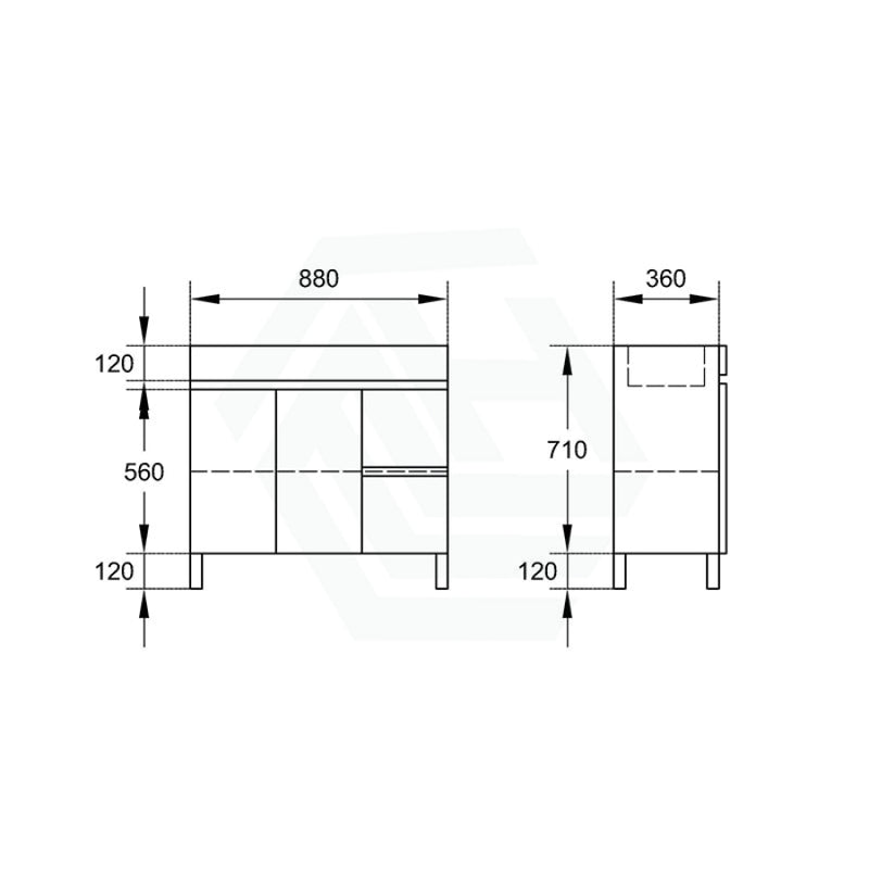 900Mm Narrow Premium Bathroom Vanity Freestanding Left/right Drawers White Pvc Polyurethane Cabinet