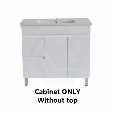 900Mm Narrow Premium Bathroom Vanity Freestanding Left/right Drawers White Pvc Polyurethane Cabinet