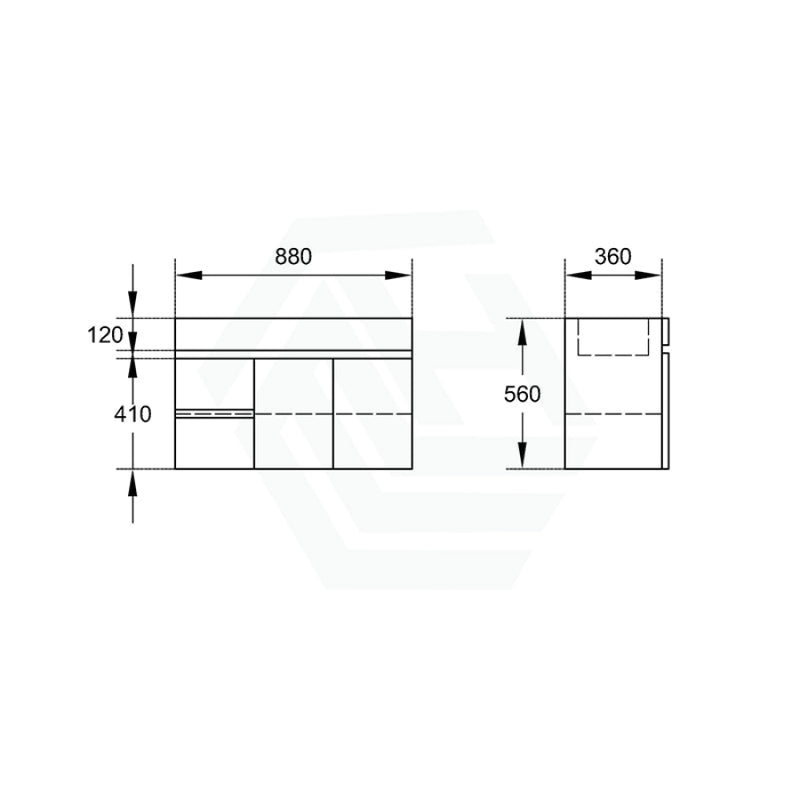 900Mm Narrow Premium Bathroom Floating Wall Hung Vanity White Pvc Left / Right Hand Side Drawers