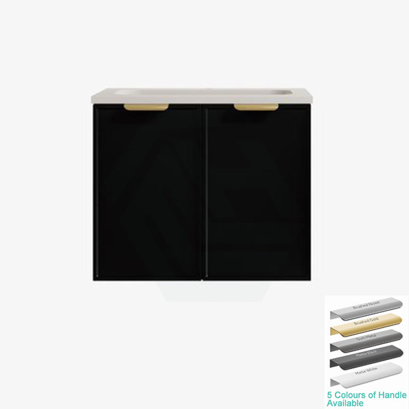 600-1500Mm Miami Standard Wall Hung Vanity Matt Black Single/Double Bowls Pvc Cabinet Only For