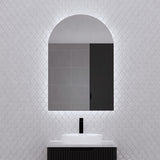 600Mm Arch Led Backlit Pencil Edge Mirror Cabinet Matt Black Shaving Cabinets