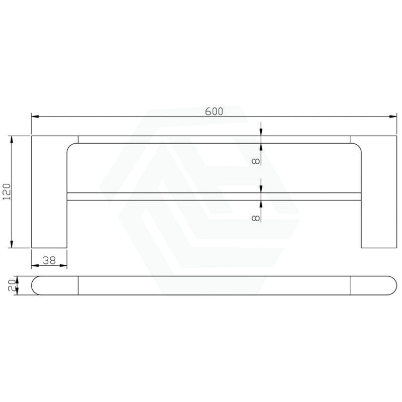 600Mm Double Towel Rail Matt Black Rails