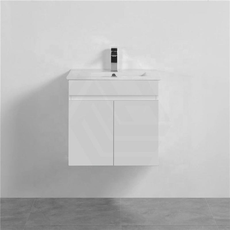 600-900Mm Narrow Premium Bathroom Wall Hung Vanity White Pvc Cabinet Only & Ceramic Top Available