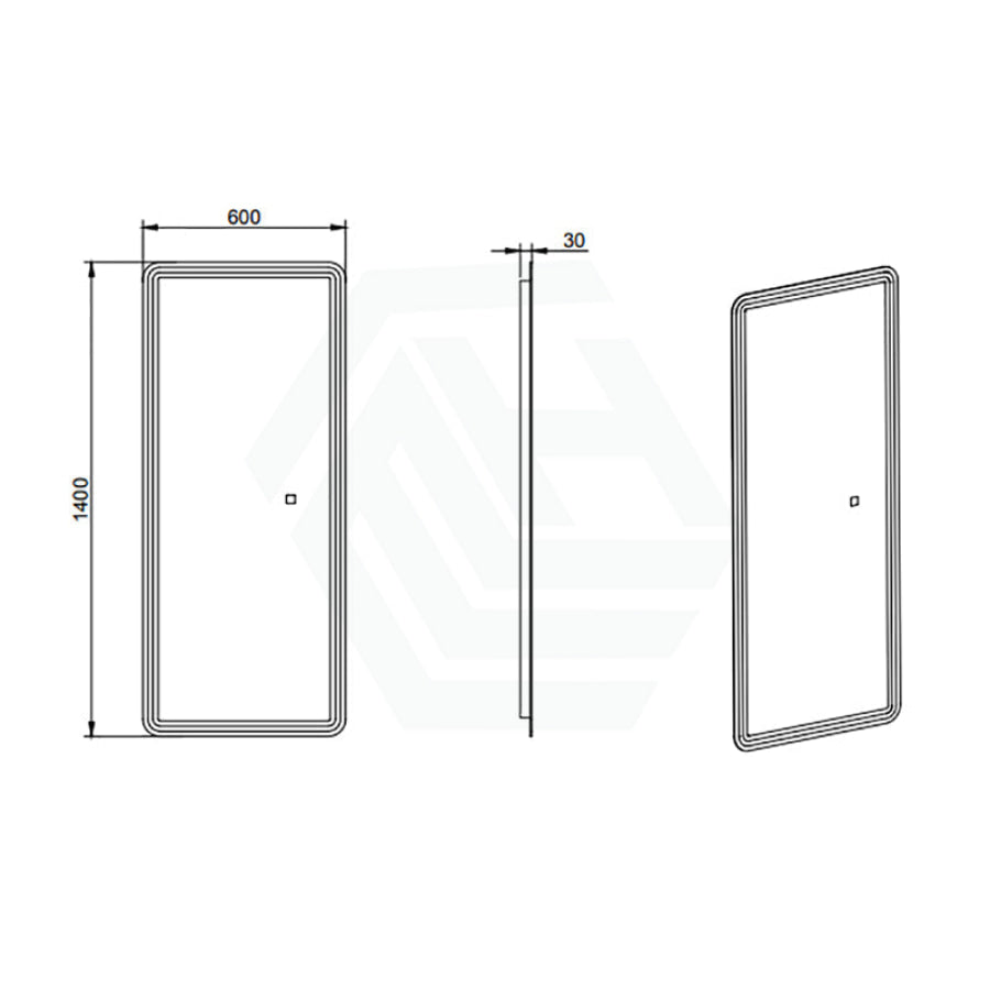 600x1400mm Led Mirror Square Sensor Frosted Edge