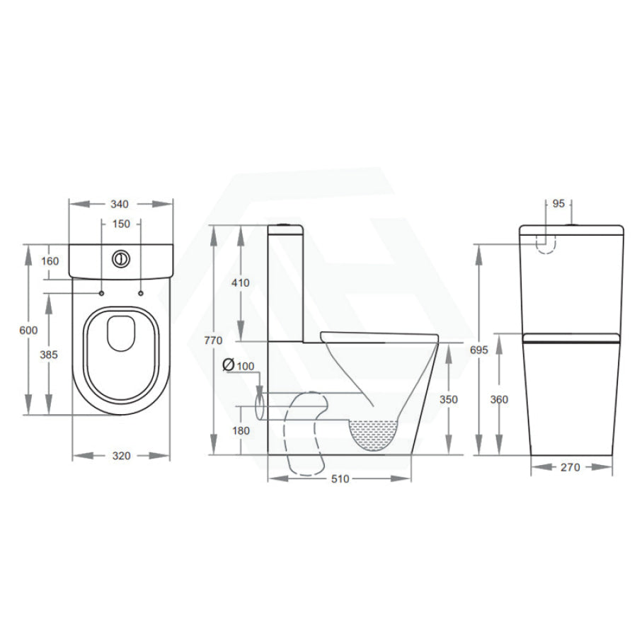 600X340X770Mm Wall Faced Toilet Suite With Rimless Pan For Junior Special Care Needs