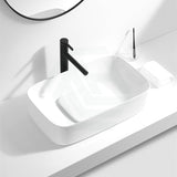 600X375X145Mm Rectangle Above Counter Ceramic Wash Basin Matt White Decoration Board Basins