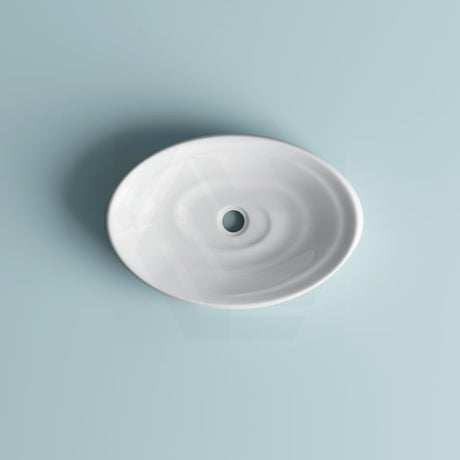 600X380X130Mm Oval Above Counter Ceramic Basin Matt White Basins