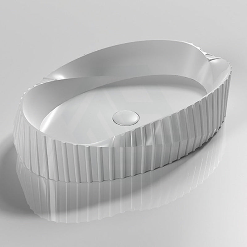 600X385X135Mm Oval Above Counter Ceramic Basin Gloss White Basins