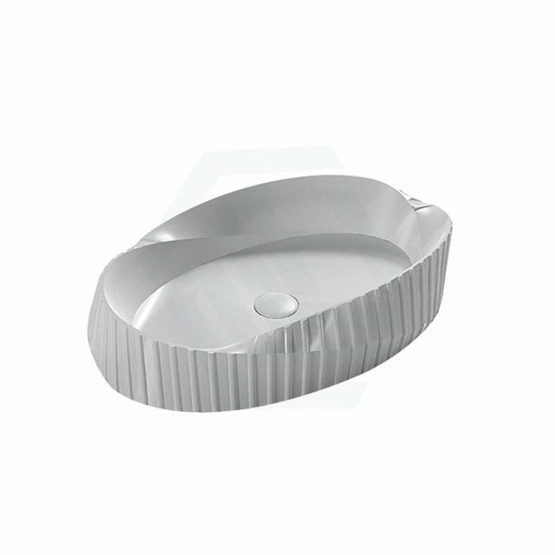 600X385X135Mm Oval Above Counter Ceramic Basin Gloss White Basins