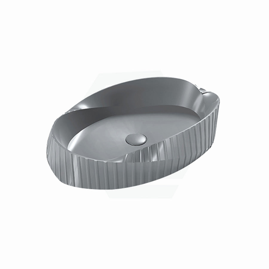 600X385X135Mm Oval Above Counter Ceramic Basin Grey Basins