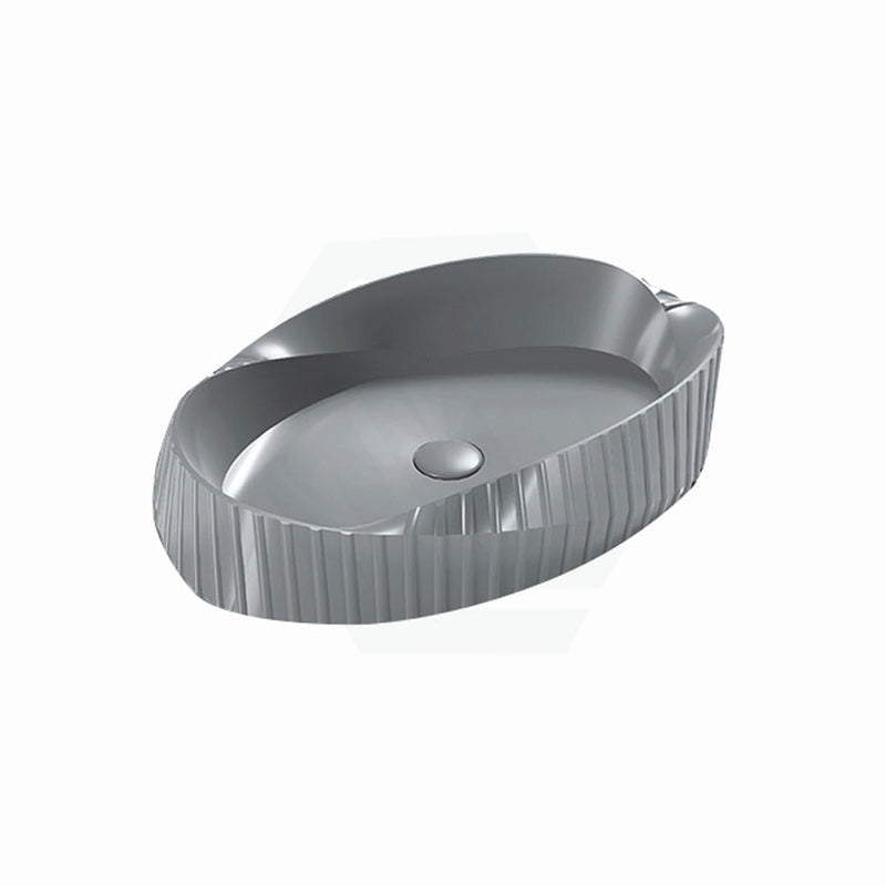 600X385X135Mm Oval Above Counter Ceramic Basin Grey Basins