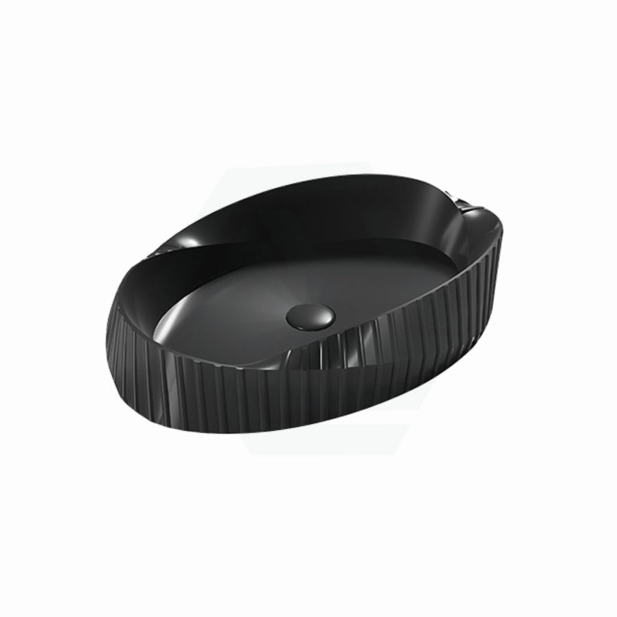 600X385X135Mm Oval Above Counter Ceramic Basin Matt Black Basins