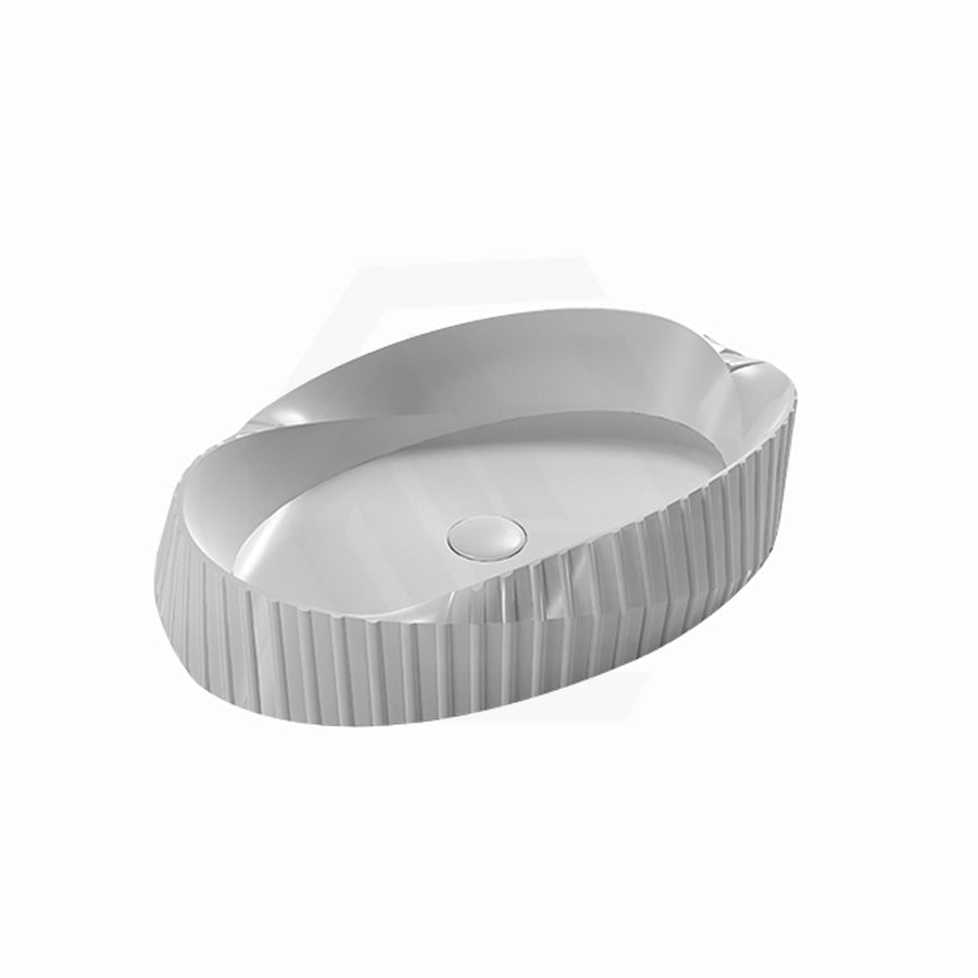 600X385X135Mm Oval Above Counter Ceramic Basin Matt White Basins