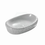 600X390X135Mm Oval Above Counter Ceramic Basin Gloss White Basins