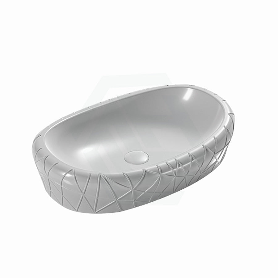 600X390X135Mm Oval Above Counter Ceramic Basin Matt White Basins