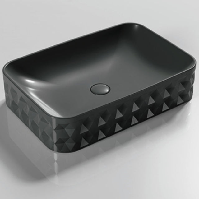 600X395X130Mm Rectangle Matt Black Above Counter Basin Ceramic Basins