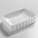 600X395X130Mm Rectangle Gloss White Above Counter Basin Ceramic Basins