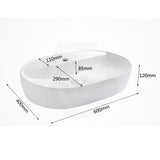 600X400X120Mm Chur Oval Gloss White Above Counter Ceramic Basin Basins