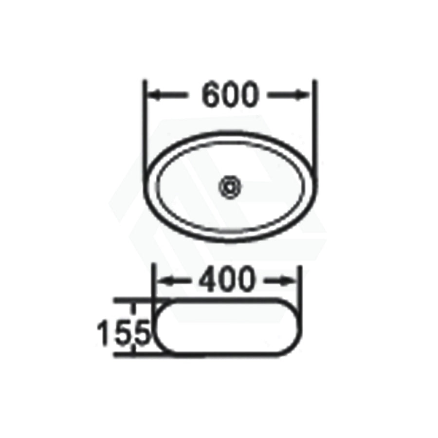 600X400X155Mm Bathroom Oval Above Counter White Ceramic Wash Basin Basins