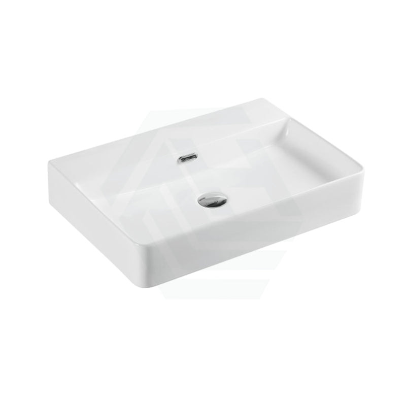 Wall Hung Basin Ceramic Rectangle Gloss White No Tap Hole