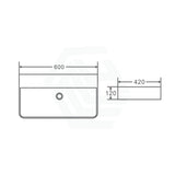 600X420X120Mm Rectangle Above Counter/wall-Hung Gloss White Ceramic Basin Ultra Slim