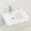 600X420X120Mm Wall-Hung Rectangle White Ceramic Basin Left / Right Hand Bowl One Tap Hole Wall Hung