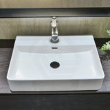 600X420X130Mm Above Counter / Wall Hung Rectangle Gloss White Ceramic Basin One Tap Hole