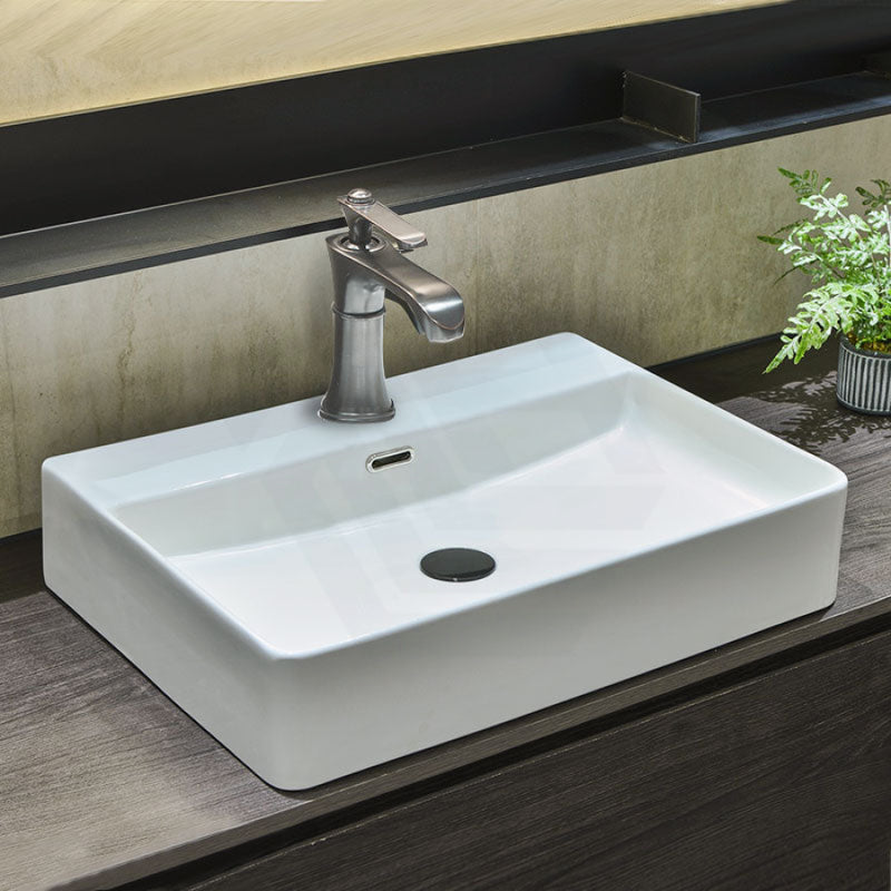 Above Counter Basin Wall Hung Rectangle Gloss White