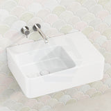 600X425X168Mm Ikon Art Left/Right Square Bowl Wall Hung White Ceramic Shelf Basin Basins