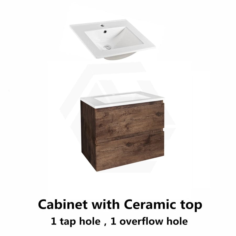 600-1500Mm Wall Hung Bathroom Floating Vanity Dark Oak Wood Grain Pvc Filmed Drawers Cabinet