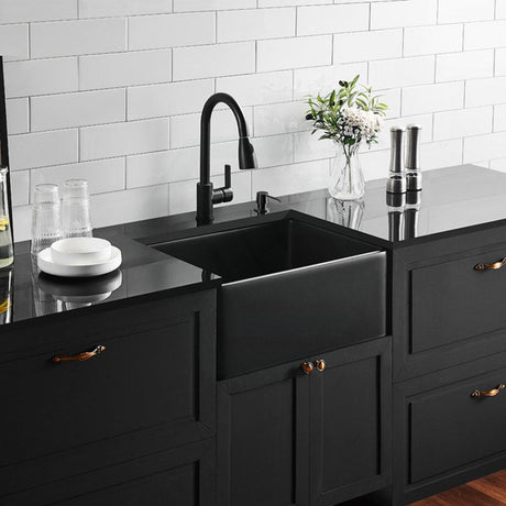 660X451X253Mm Matt Black Chelsea Fireclay Farmhouse Sink Single Bowl Kitchen Laundry Butler Sinks