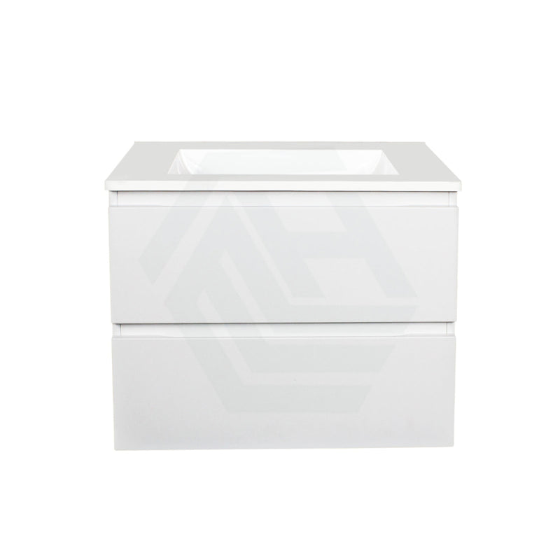 600X460X550Mm Wall Hung Bathroom Floating Vanity Glossy White Double Drawers Cabinet