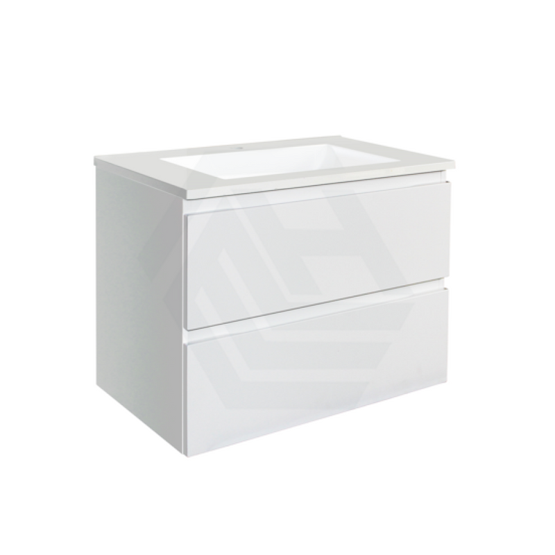 600X460X550Mm Wall Hung Bathroom Floating Vanity Glossy White Double Drawers Cabinet