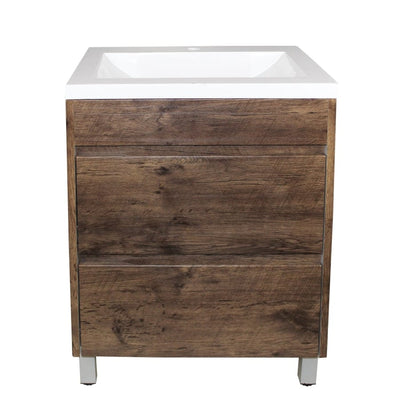 600-1500Mm Freestanding Bathroom Floor Vanity Dark Oak Wood Grain Pvc Filmed Drawers Cabinet Only &