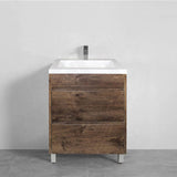 600-1500Mm Freestanding Bathroom Floor Vanity Dark Oak Wood Grain Pvc Filmed Drawers Cabinet Only &